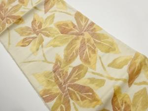 手織り紬枝葉模様織出し名古屋帯